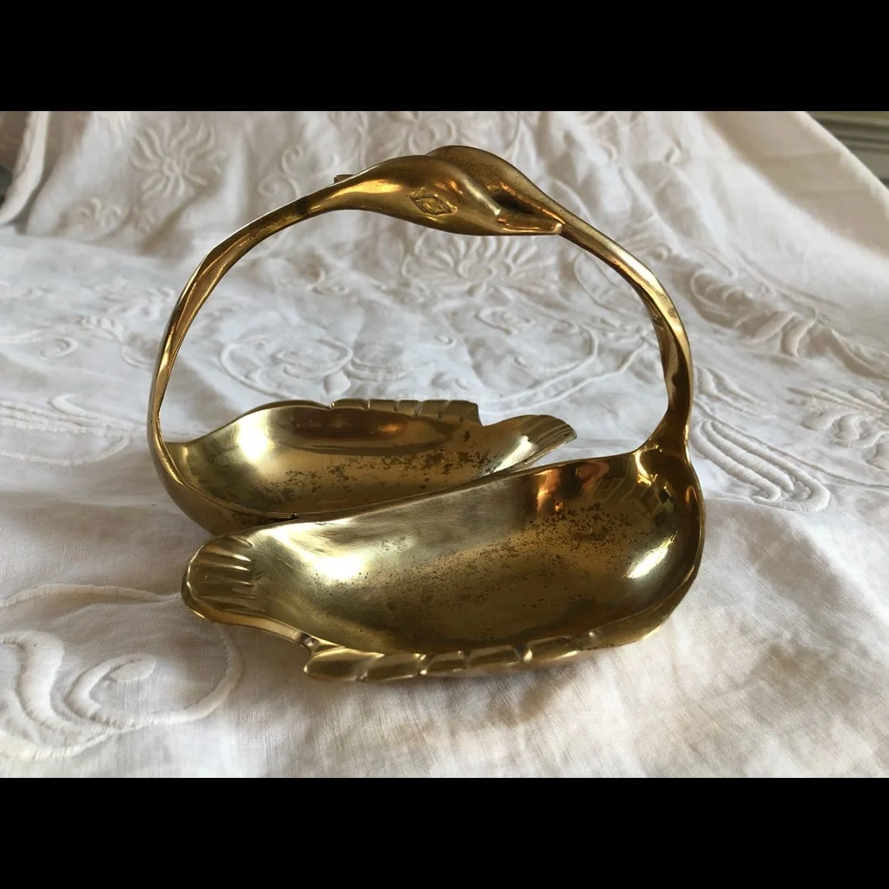 Brass Swans trinket tray